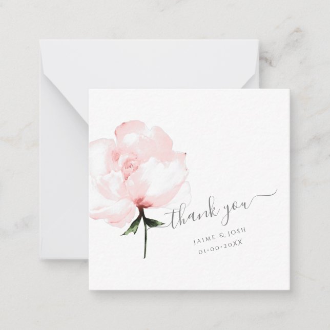 PixDezines Watercolor Blush Pink Peony Card (Front)