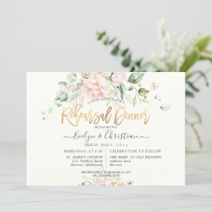 PixDezines Watercolor Blush Roses Rehearsal Dinner Invitation