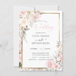 PixDezines Watercolor Blush Roses Wedding  Invitation