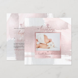 PixDezines Watercolor Brush Stroke, Baptême Fille Invitation