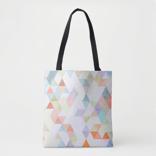 PixDezines Watercolor Cotton Candy Triangles Tote Bag (Front)