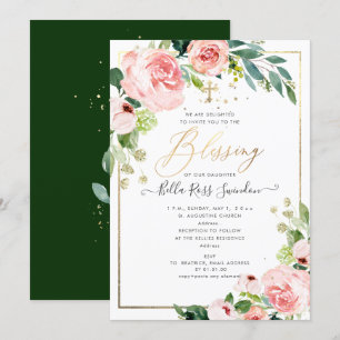 PixDezines Watercolor Delicate Blush Bloom Baptism Invitation