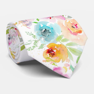 PixDezines Watercolor Delicate SpringBloom Tie