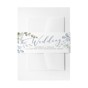 PixDezines Watercolor Dusty Blue Gum Belly Band Invitation Belly Band