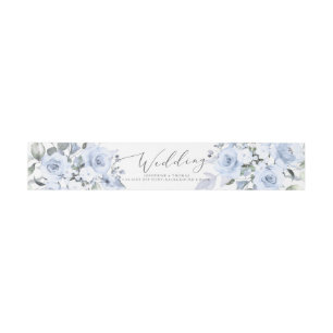 PixDezines Watercolor Dusty Blue Roses Belly Band Invitation Belly Band