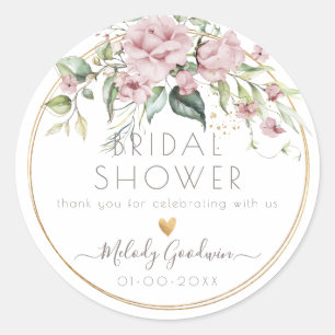 PixDezines Watercolor Dusty Rose Bouquet Classic Round Sticker