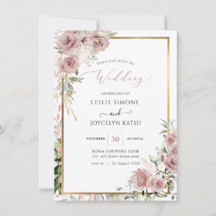 PixDezines Watercolor Dusty Rose Invitation