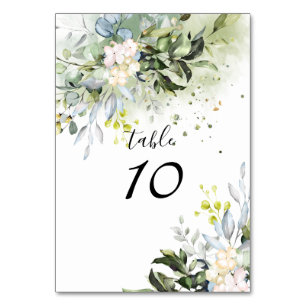 PixDezines Watercolor Elegant Blue Gum Eucalyptus Table Number