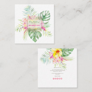 PixDezines Watercolor Elegant Tropical Paradise Square Business Card