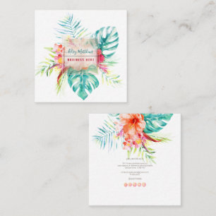 PixDezines Watercolor Elegant Tropical Paradise Square Business Card