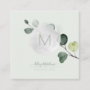 PixDezines Watercolor Eucalyptus Foliage Square Business Card