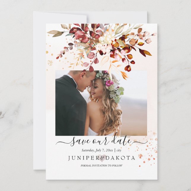 PixDezines Watercolor Fall Foliage Gum Eucalyptus  Invitation (Front)