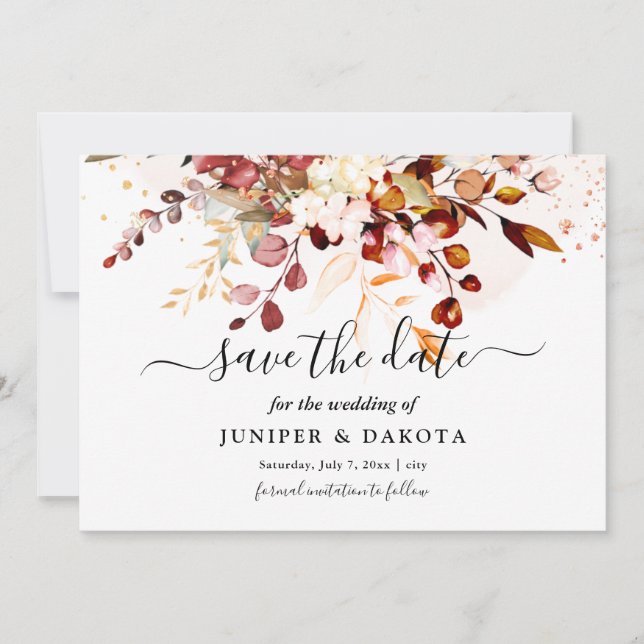 PixDezines Watercolor Fall Foliage Gum Eucalyptus Invitation (Front)