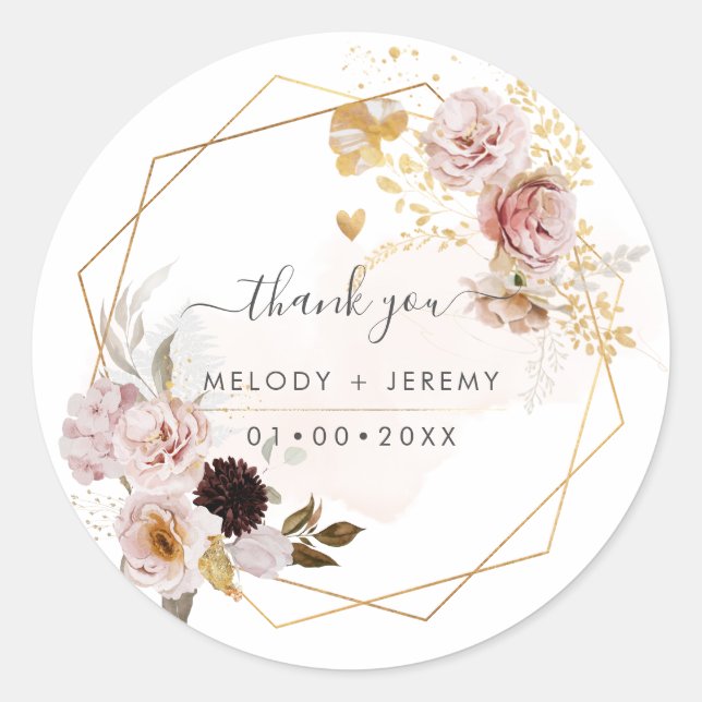 PixDezines Watercolor Fall Garden Flowers Classic  Classic Round Sticker (Front)