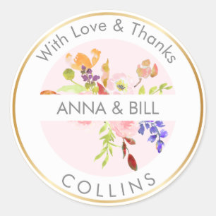 PixDezines Watercolor Floral/Ranunculus/Thank You Classic Round Sticker