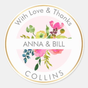 PixDezines Watercolor Floral/Ranunculus/Thank You Classic Round Sticker