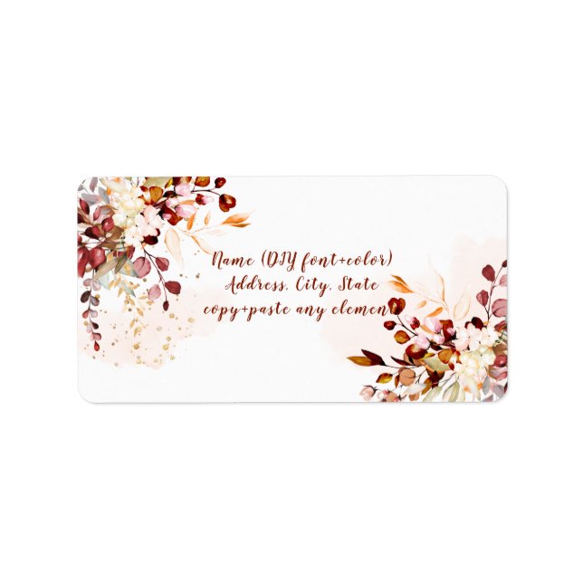 PixDezines Watercolor Floral RusticFall Eucalyptus Label (Front)