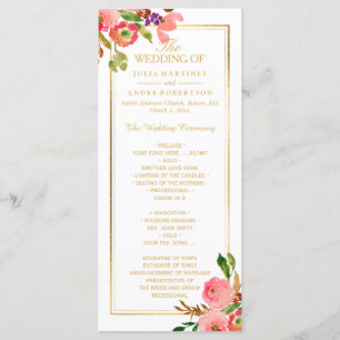 PixDezines Watercolor Floral Wedding Program Programme