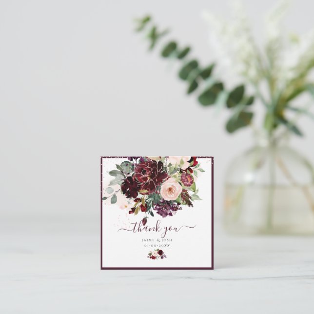 PixDezines Watercolor Flowers Blush and Burgundy Card (Standing Front)