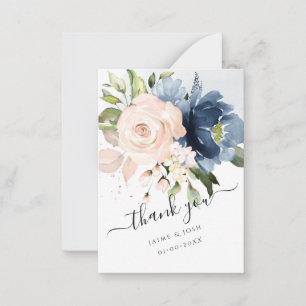 PixDezines Watercolor Flowers Blush Navy Blue Card