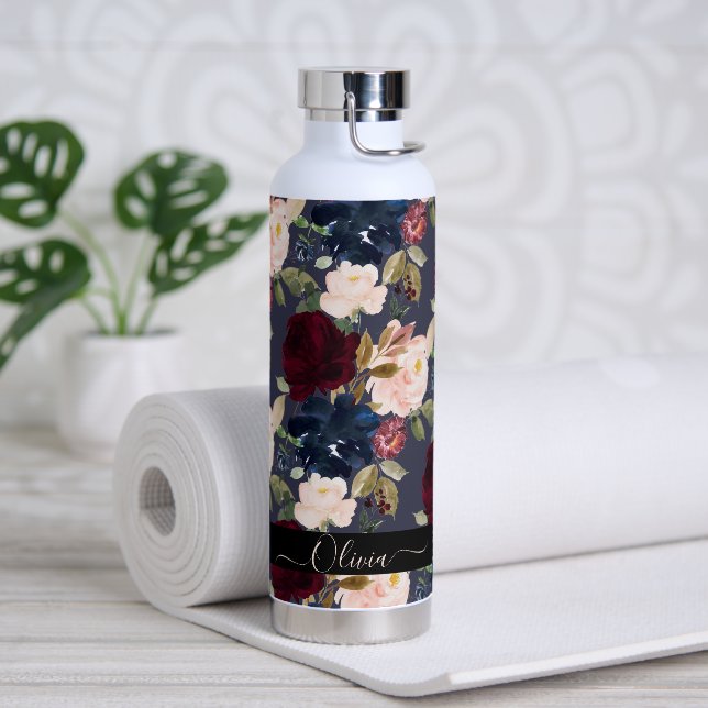PixDezines Watercolor Flowers DIY Background Water Bottle (Yoga)