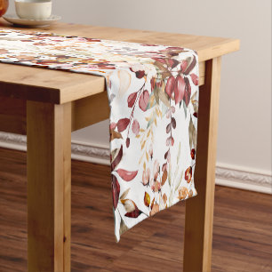 PixDezines Watercolor Flowers Fall Foliage  Short Table Runner