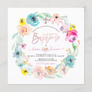 PixDezines Watercolor Flowers, le Jardin Baptême Invitation