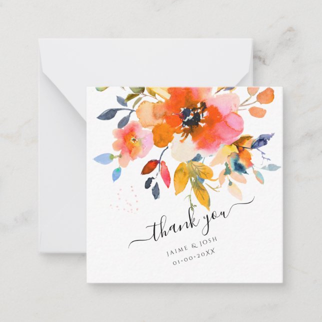 PixDezines Watercolor Flowers Ombre Orange Roses Card (Front)