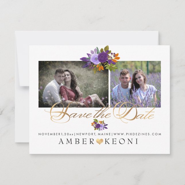 PixDezines Watercolor Flowers Save the Date (Front)