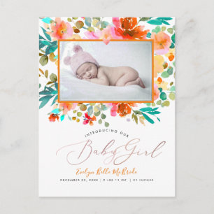 PixDezines Watercolor Garden Roses Baby Girl Postcard