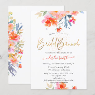 PixDezines Watercolor, Garden Roses Bridal Brunch Invitation