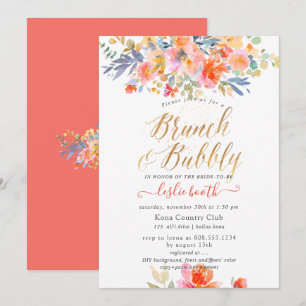 PixDezines Watercolor, Garden Roses Brunch Bubbly Invitation