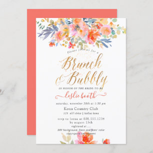 PixDezines Watercolor, Garden Roses Brunch Bubbly Invitation