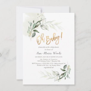 PixDezines Watercolor Greenery Baby Shower Invitat Invitation