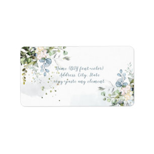 PixDezines Watercolor Greenery Blue Gum Eucalyptus Label