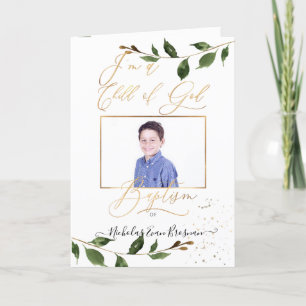 PixDezines Watercolor Greenery LDS Baptism Program Holiday Card
