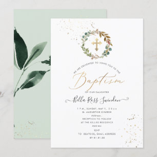 PixDezines Watercolor Greenery Wreath Invitation