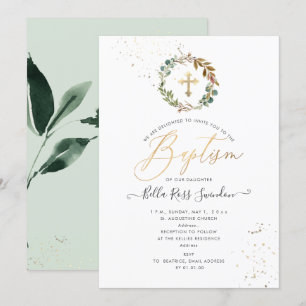 PixDezines Watercolor Greenery Wreath Invitation