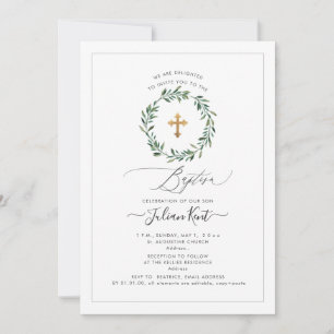 PixDezines Watercolor Greenery Wreath Invitation