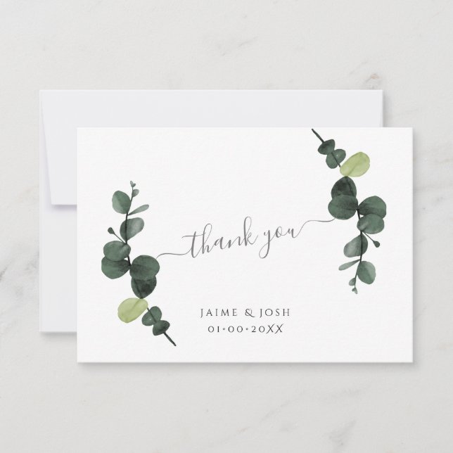 PixDezines Watercolor Gum Eucalyptus Branches Note Card (Front)