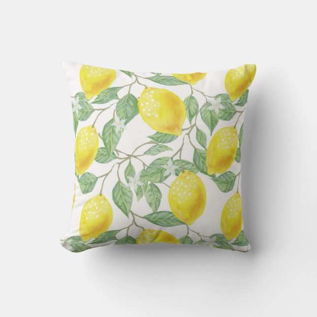 PixDezines Watercolor Lemon Pattern DIY Colours  Cushion (Front)