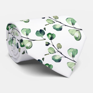 PixDezines Watercolor Lush Green Eucalyptus Tie
