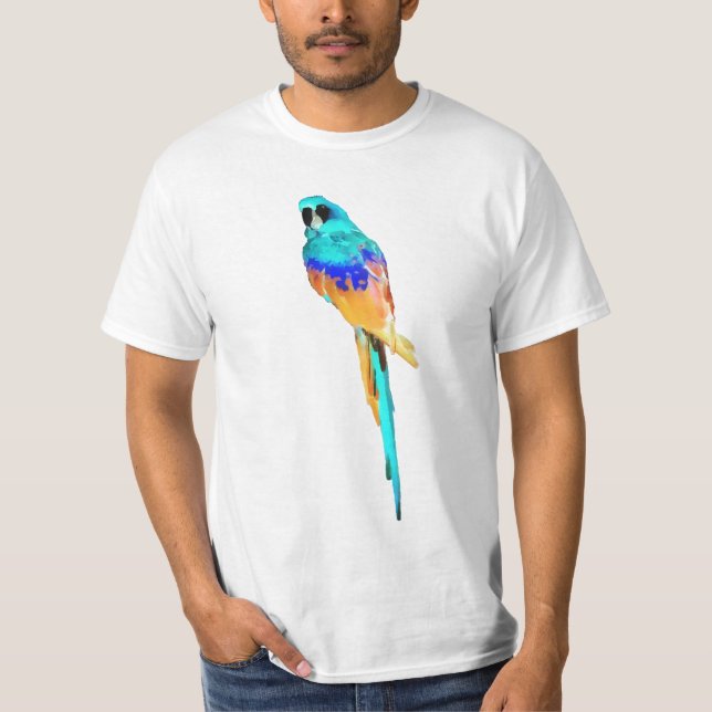 PixDezines watercolor macaw/blue T-Shirt (Front)
