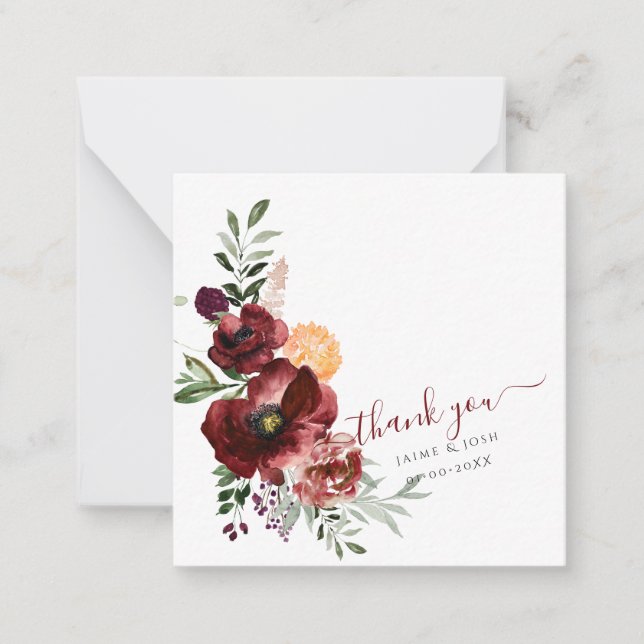 PixDezines Watercolor Marsala Red Autumn Love Card (Front)