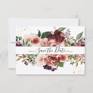 PixDezines Watercolor Marsala Red Autumn Love Save The Date