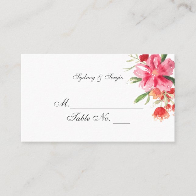 PixDezines watercolor may flower/place cards (Front)