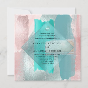 PixDezines Watercolor Modern Teal Aqua Blush Sage Invitation