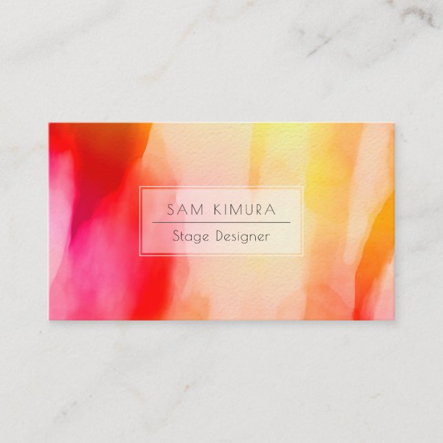 PixDezines Watercolor Modern Waves, Sunrise Business Card (Front)