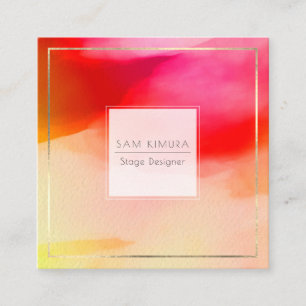 PixDezines Watercolor Modern Waves, Sunrise Square Business Card