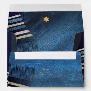 PixDezines Watercolor, Navy Talit Mitzvah Envelope